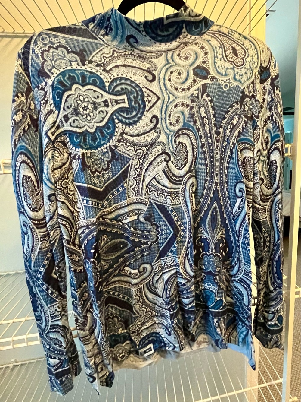Chico's Blue Paisley Long-Sleeve Top